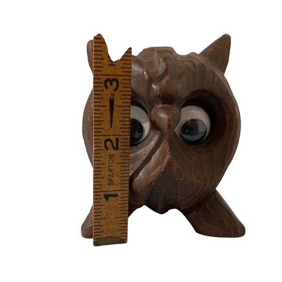 Vintage Midcentury Wood Look Googly Eyes Owl Figurine - Picture 7 of 7